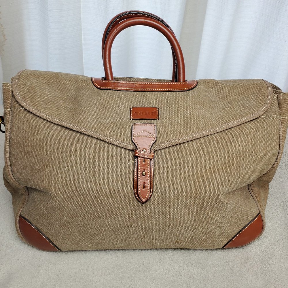 Large Canvas and Leather Shoulder Bag by Nood